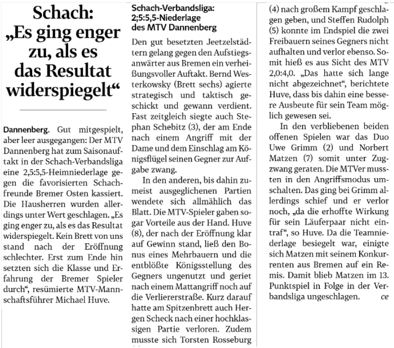 Artikel aus der EJZ vom 24.09.2024 zum Saison-Auftakt